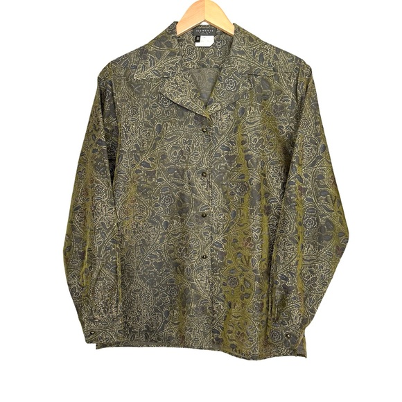 Elements Escada Silk Blend Button Up Tafta Evening Blouse Vintage Women’s